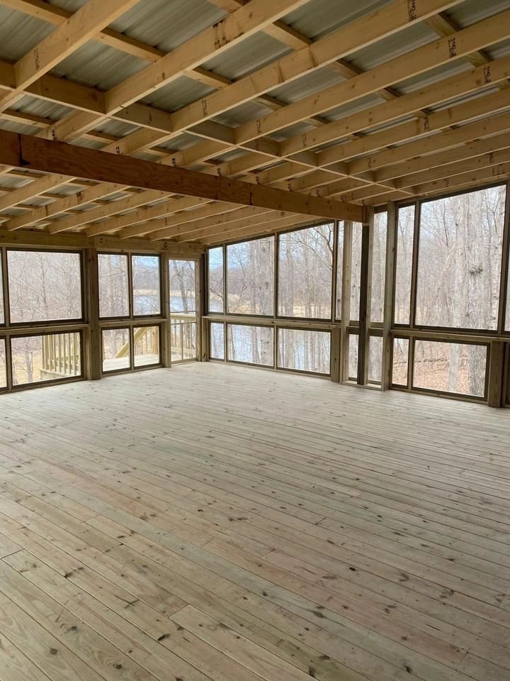 Screened-in 35x40 deck build with pressure-treated framing — Clarkson, Grayson County, Kentucky