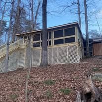 Nolin Lake — Multi-Level Screened Deck with Dock Stair System before