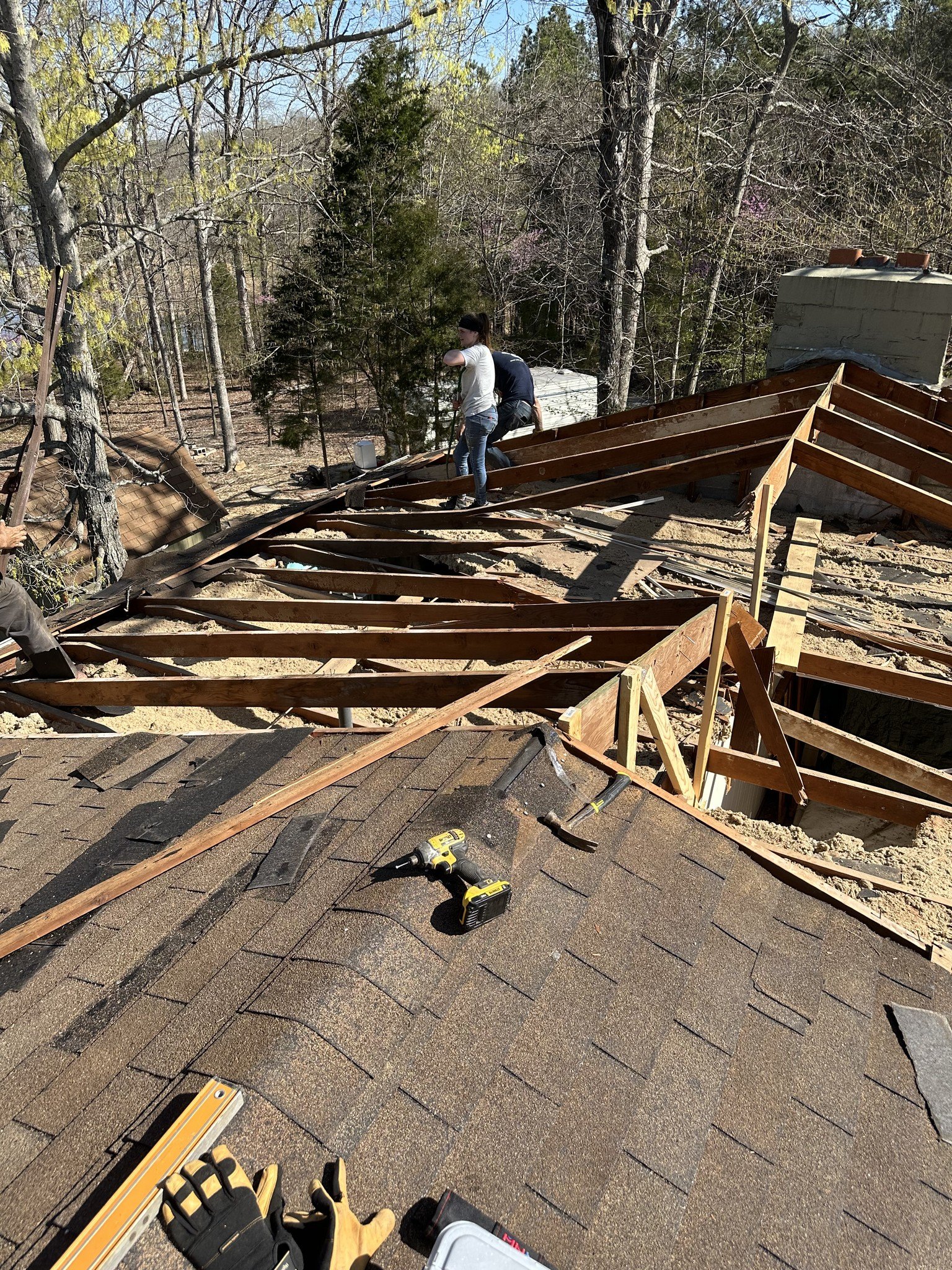 Metal Roof Replacement After Hail Storm Damage before