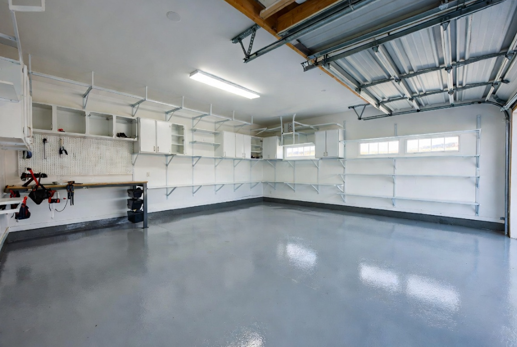 Garage remodel and storage upgrade in Grayson County, KY — epoxy floor by Universal Interiors
